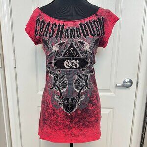 Crash and Burn Off-the-Shoulder Gemmed Top – Size Small
